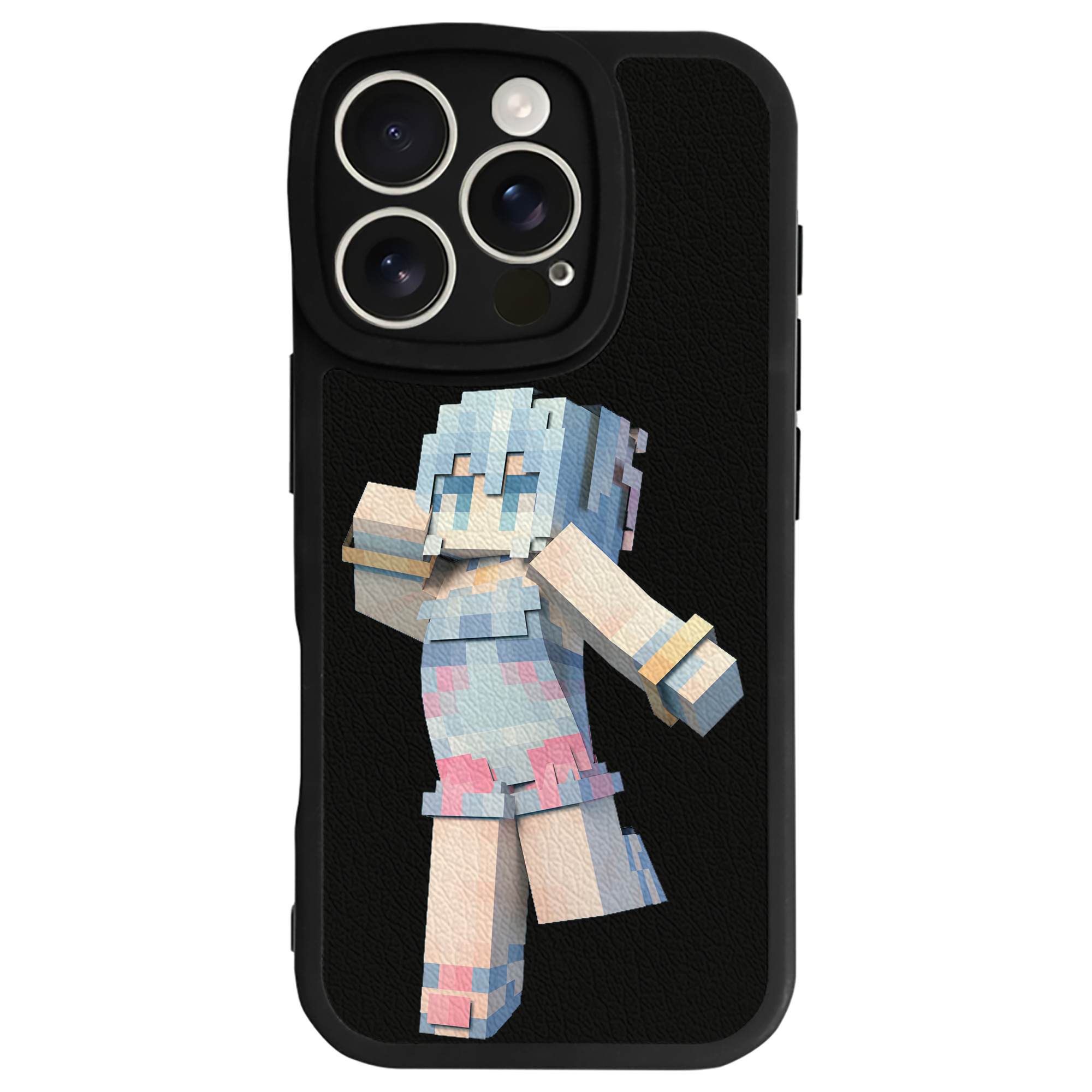 （画像用） マインクラフト ブロックの世界 Minecraft MC Block world 【iPhone 16シリーズ対応】シリコンスマホケース（レザー調） 材質：シリコン